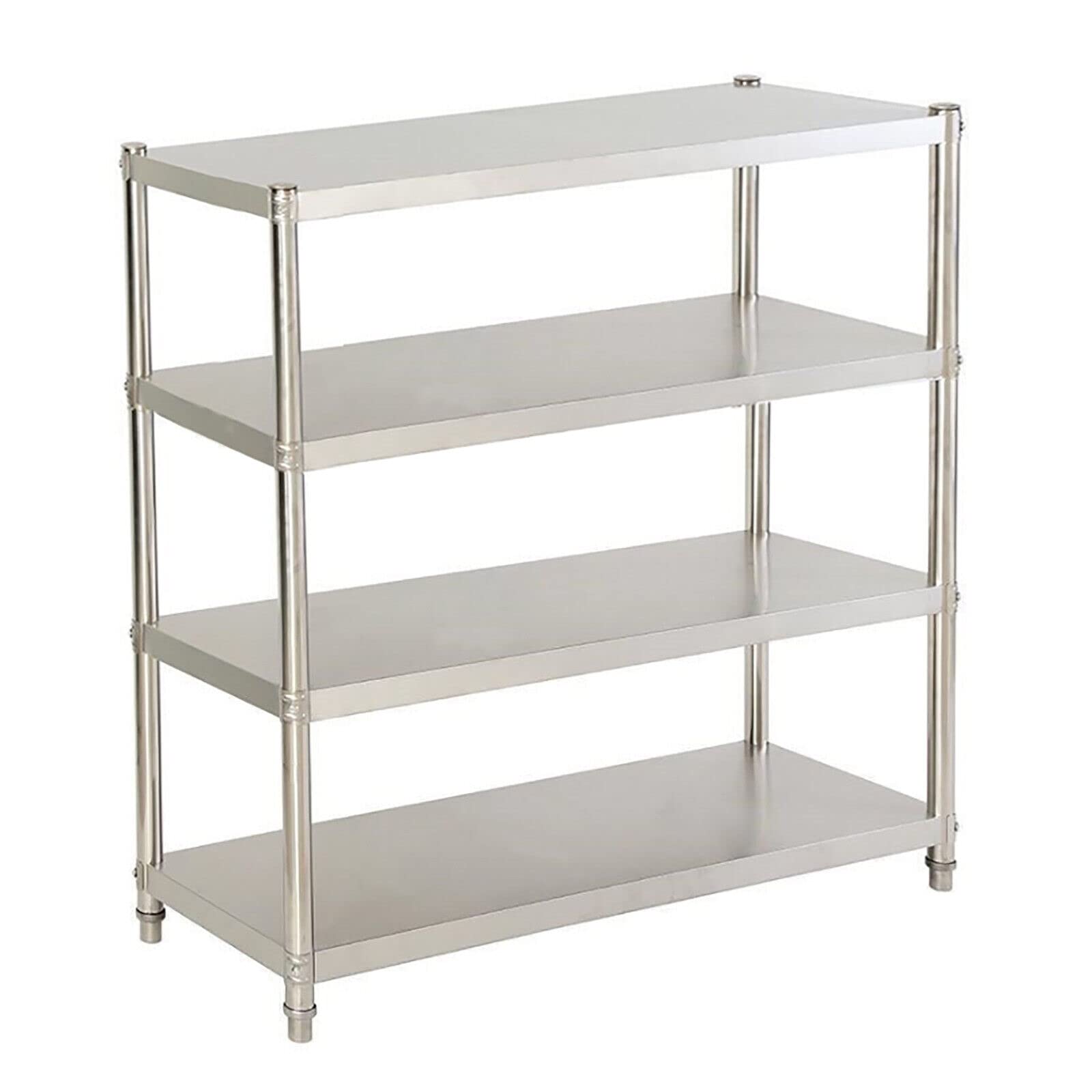 Scaffalatura a 4 ripiani in acciaio inox, per carichi pesanti, in acciaio inox, con capacità di carico di 600 kg (150 kg per pavimento), mensola da cucina in acciaio inox con 4 ripiani e regolabile