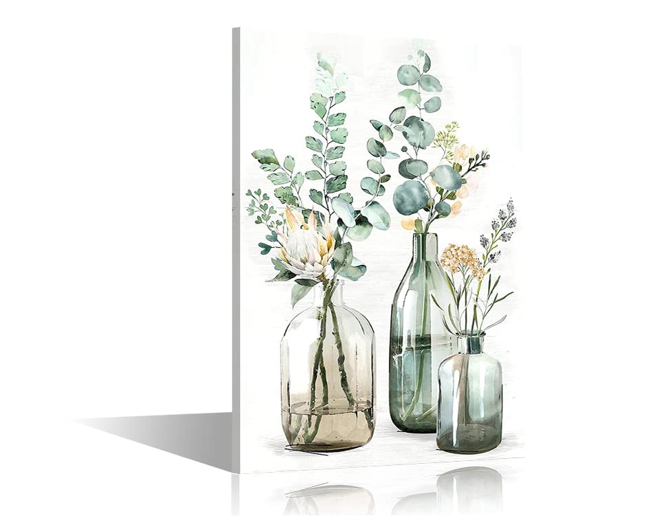 Home Decor Vase Art Wall Art Posters and Prints 1 Pieces Merlin Jar Pictures House Decor Floral Plant Posters and Prints Print on Canvas Framed Ready to Hang (16" Wx24 H)