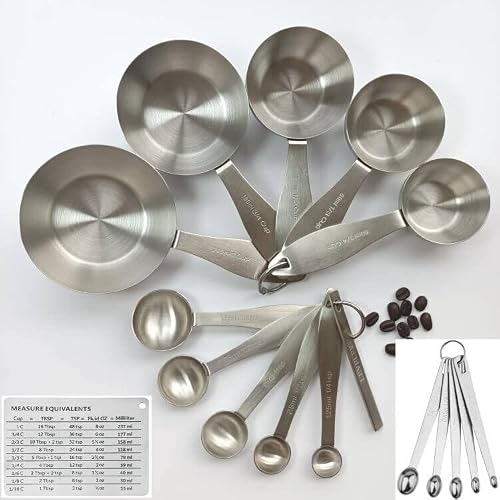 Measuring Cups and Spoons Set Heavy Duty, Stainless Steel Measuring Cups and Spoons Set of 20: 5 Measuring Cups, 6 Measuring Spoons,5 Mini Measuring Cups, Conversion Chart For Measuring Cups and Spoon