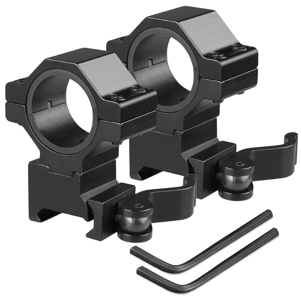 1" 25.4mm - 30mm High Ring Tactical Precision Scope Mount QD Quick Release Mount Base,Industrial Grade 20mm Scope Rings, | 60mm Center Height,2 Pack (KC05_2PCS)