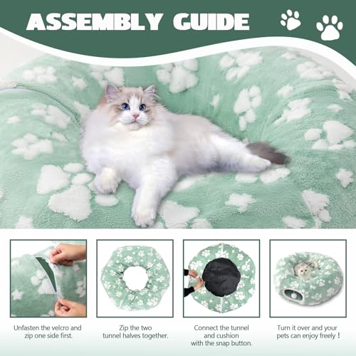 Image of Cute Round Cat Tunnel for Indoor Cats, Green