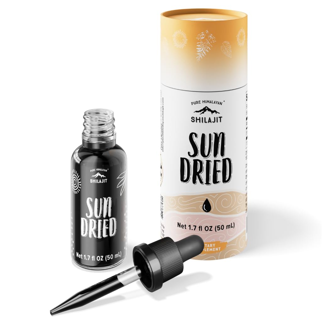 Pure Himalayan Shilajit | 100% Pure Natural Shilajit Grade A Max Potency 85+ Trace Minerals & Fulvic Acid | 3rd Party US Lab Tested | Sun Dried Liquid Drops | 50g (50ml) Sun Dried Liquid Drops 1.7 Fl Oz (Pack of 1)