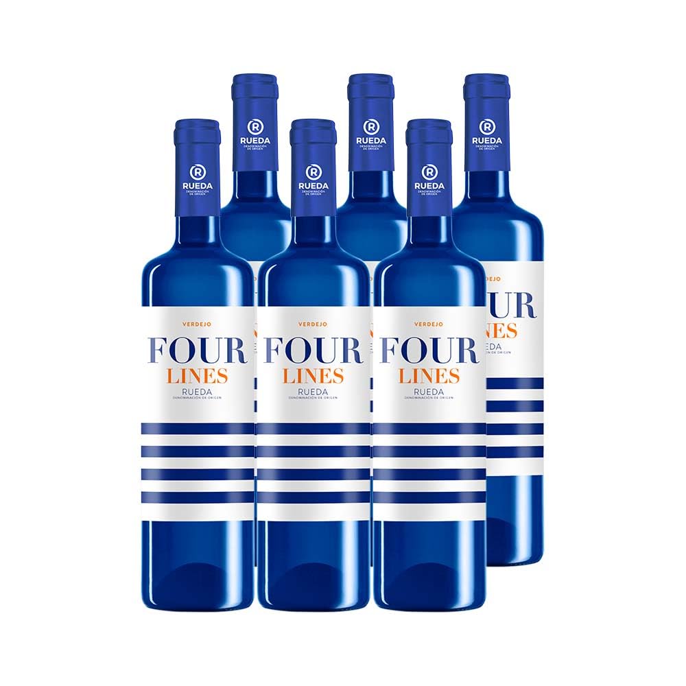CUATRO RAYAS Four Lines Verdejo - Vino Blanco DO Rueda (6 Botellas x 750ml)