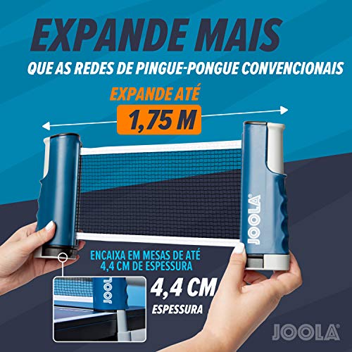 JOOLA ausziehbares tragbares Tischtennisnetz Connect, Set (verstellbare Länge) – Spielen Sie Tischtennis überall, blau, M