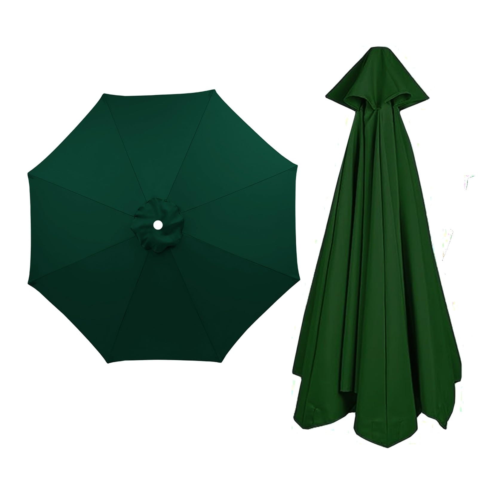 Garden Umbrella Parasol Top Fabric Cover Sunshade Cloth, 6 8 Ribs 200 230 250 280 300 350 CM, Large Patio Umbrella Weatherproof UVAnti, Canopy Replacement Cantilever Parasol Cover(Dark-green,3.5M/8Rib