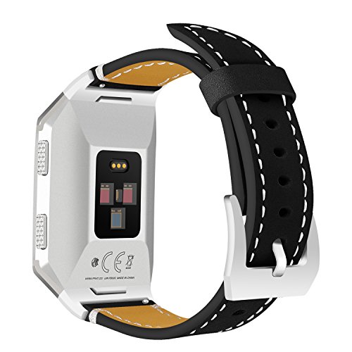 Correa de reloj para Fitbit Ionic, AnGolf Fitbit Ionic, correa de piel esmerilada, correa de repuesto para reloj inteligente con hebilla de metal para Fitbit Ionic Fitness Accesorios, negro mate