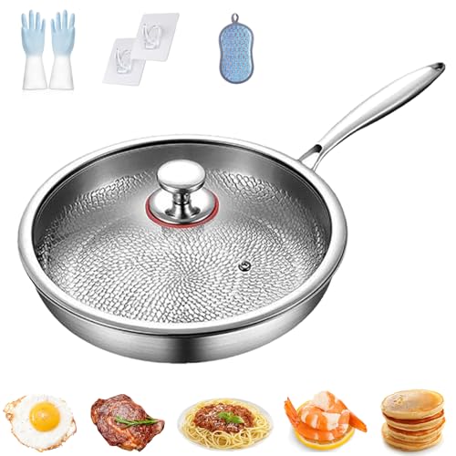 Qiamia Titanium Hammered Pan Pro, Durable, Scratch-Resistant Nonstick Frying Pan with Lid, It Won’t Stick to the Pan and Retains Nutrients, Making It Suitable for Kitchen Novices (With Lid,11in) Qiamia Titanium Hammered Pan Pro, Durable, Scratch-Resistant Nonstick Frying Pan with Lid, It Won’t Stick to the Pan and Retains Nutrients, Making It Suitable for Kitchen Novices (With Lid,11in)