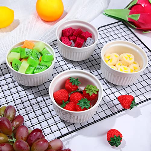 24 Pcs Ramekins Creme Brulee Dishes Porcelain Ramekins Oven Safe Porcelain Ramekins Set Classic Ramekins for Baking, Creme Brulee, Souffle, Appetizer, Custard, Pudding, Dipping Bowl, White (4 oz)