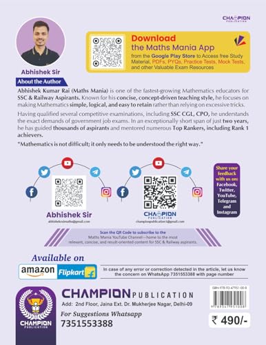 Image of SSC The Complete Book Mathematics 2026 Edition Bilingual | 3000+ Chapter-wise MCQs | Revision | Practice | PYQs | Advanced Maths Formula | SSC CGL, ... Exam Book | Abhishek Sir (Maths Mania)