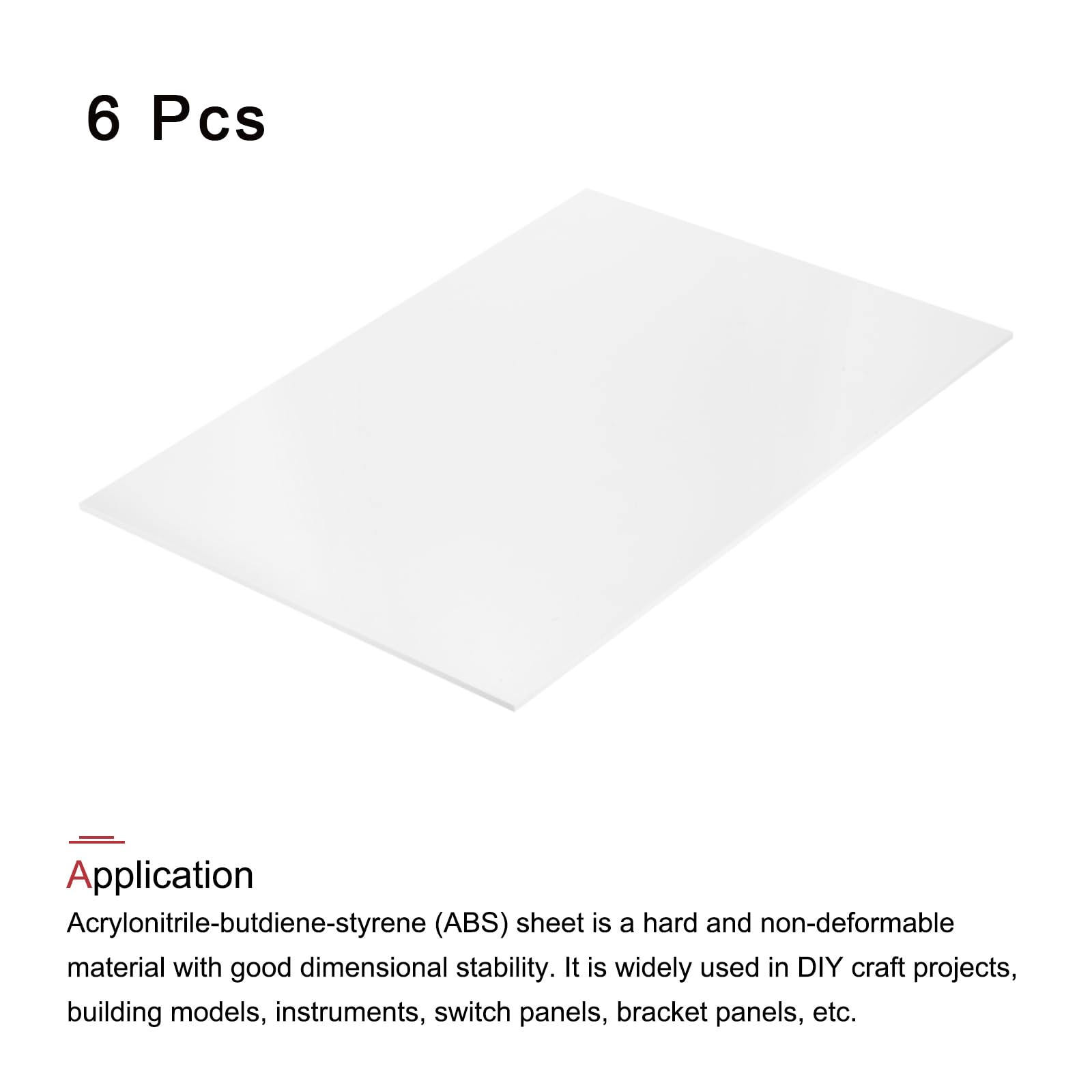 sourcing map Foglio di plastica ABS, 40,6 x 30,5 x 0,3 cm, fogli di stirene ABS, per modellismo edilizio fai da te, pannello bianco, 6 pezzi