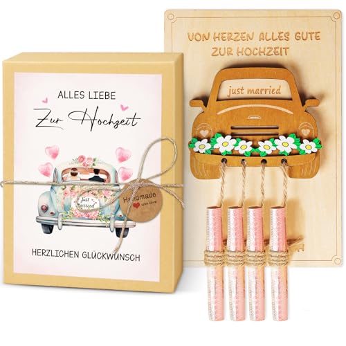 Giftota Hochzeitsgeschenke für Brautpaare - Geldgeschenk Hochzeit für Frischvermählte - Hochzeitsgeschenke aus Holz für Brautpaar - Ideen für Geldgeschenke zur Hochzeit für Männer Frauen Ehepaar