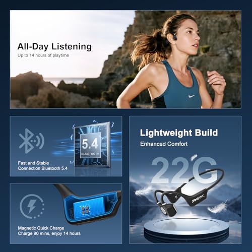 Image of Open Ear Headphones, Running Headphones Bluetooth 5.4 with Built-in Mic, 22g Lightweight Comfort, 14H Battery & IPX5 Waterproof Sports Headphones for Running, Cycling, Gym, Walking