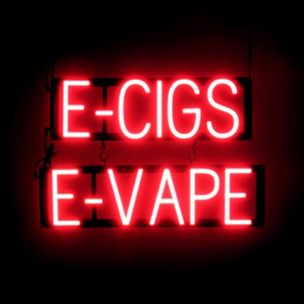 SpellBrite Neon LED E-CIGS E-VAPE Sign for Business - Red, 23" x 15"