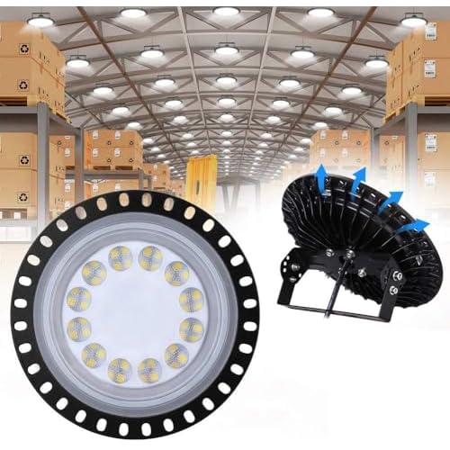 50W LED UFO Industrielampe, WZTO 5000LM LED Hallenstrahler, SMD 2835 LED High Bay Licht mit Kaltweiß 6000-6500K, Abstrahlwinkel 120° für Deckenleuchte, Hallenbeleuchtung, Werkstattbeleuchtung