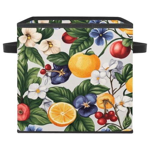 Boîte de rangement avec double poignées au décor de fleurs fraîches