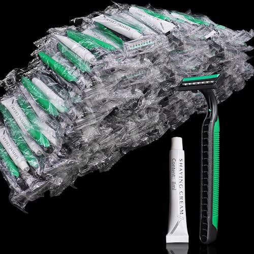 (200 Pack) Kheoxusa Disposable Razors,Disposable Razors for Women,Mens Disposable Razors,Bulk Razors Disposable Individually Wrapped,Twin Blades Disposable Razor for Lady,Men,Women,Tattoo-Green