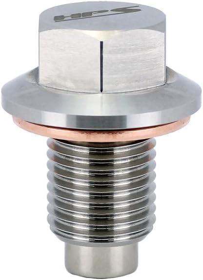 HPS Stainless Steel Magnetic Oil Drain Plug Bolt Compatible for AM General Jeep Pontiac Mitsubishi vehicles, MDP-A050-20