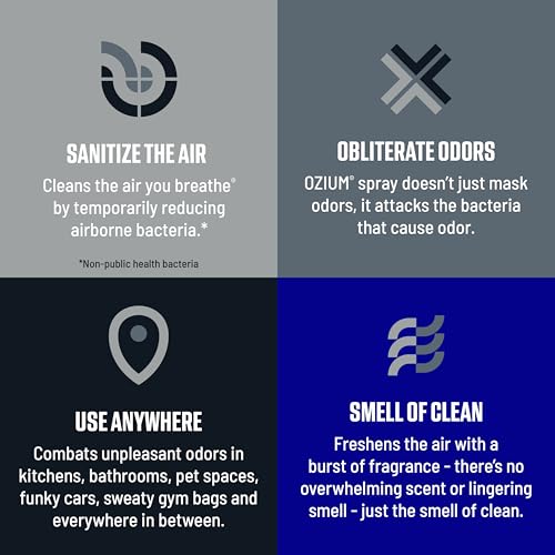 Image of Ozium Air Sanitizer Spray - Room Odor Eliminator for Home, Car, and Office - Carbon Black - 8 oz Can - 1 Pack