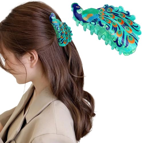 Hapdoo 1pc Peacock Hair Clips Cute Bird Animal Hair Claw Clip for Women Girls Hair Accessories Gift