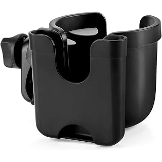 Accmor Stroller Cup Holder with Phone Holder, Bike Cup Holder, 2-in-1 Universal Cup Phone Holder for Stroller, Bike, Wheelchair, Walker, Scooter, Black