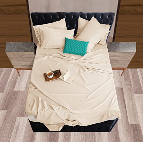 Image of Mocassi Hotel Luxury 1800 Thread Count Bedding Pillowcases King Size Set of 2 - Pillow Covers - Pillow Protector - Cooling Pillowcases (Set of 2 King Size 20 inch x 40 inch, Cream)