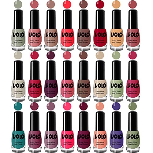 Volo Infinite Shine Nail Polish Combo Offer Professional Brush Set of 24 Pcs (Carrot Red, Nude, Red, Flirty Nude, Tan, Ice Nude, Coral Compass, Wine Maroon, Pink Mania, Nude, etc) 120 ML