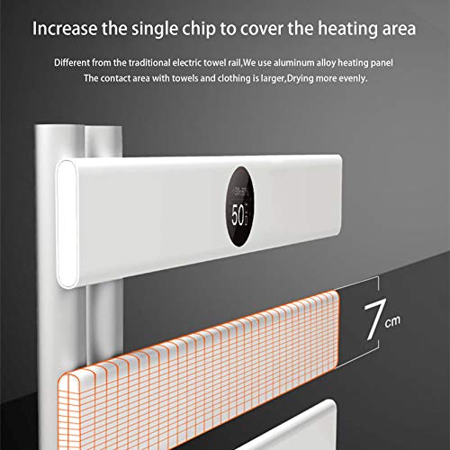 Badkamer witte elektrische verwarming handdoek radiator wit wandmontage, constante temperatuur verwarming, touch panel… - Image 6