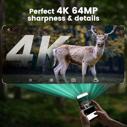 MAXDONE Solar Trail Camera 2 Pack - 4K 64MP WiFi Bluetooth Solar Deer Camera with Night Vision Motion Activated, Game Camera IP66 Waterproof, Wildlife Cameras Built-in Battery Rechargeable Power - Image 4