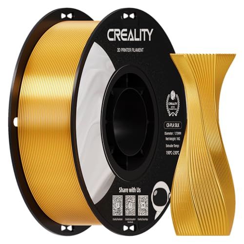 Image of Creality Silk PLA Filament 1.75mm Gold, Shiny Metallic 3D Printer Filament 1Kg Spool, Dimensional Accuracy + /- 0.02mm, Compatible with Most FDM 3D Printers(Gold)