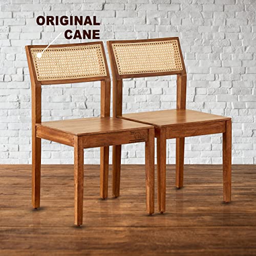 Image of SHRI MINTU'S ART Solid Sheesham Wood Dining Table 6 Seater | Six Seater Dinning Table with 6 Chairs for Home | Dining Room Sets for Kitchen & Restaurants | Rosewood, Brown Honey Finish