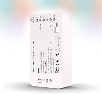 Ericsity WLED LED Light Strip Controller, Addressable LED Controller RGB RGBW WS2812B SK6812 WS2811 TM1814 WS2813 WS2815 5-24V WiFi APP Control Over 100 Dynamic Lighting Modes DIY ESP8266, ES-C-008WL