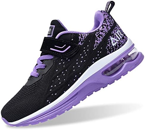 PERSOUL Air Shoes for Boys Girls Kids Children Tennis Sports Athletic Gym Running Sneakers (Violet Size 3 Child)