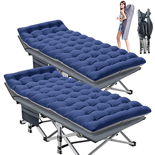 Image of ABORON Camping Cot for Adult 28 inch Extra Wide, 2PK Heavy-Duty 1200D Oxford Cot for Sleeping, Portable Folding Camp Bed with Mat & Carry Bag