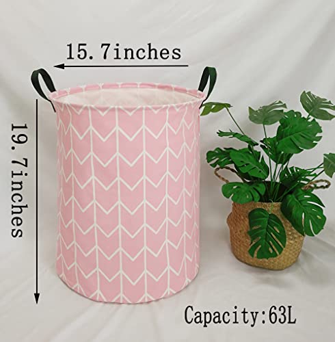 Image of Round Laundry Hamper Storage Basket Fabric Material Storage Hamper Organization Basket, Storage Bin, Gift Box with Handles for Room