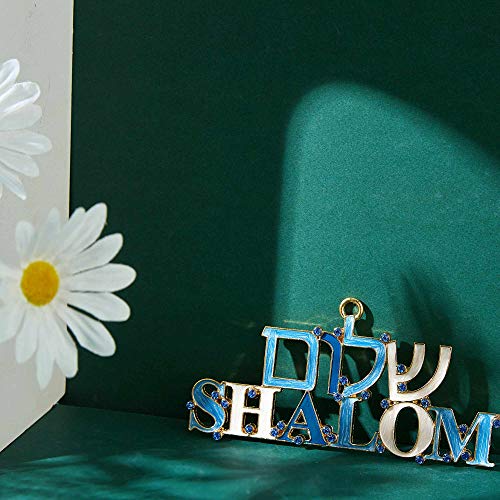 Matashi Hebrew Judaica Shalom Welcome Wall Artwork Signal for House Hanging Wall Decoration w/Crystals (Pewter) Wall Decor for Kitchen, Dwelling, Household Room Housewarming Present for Peace, Happiness - Image 5
