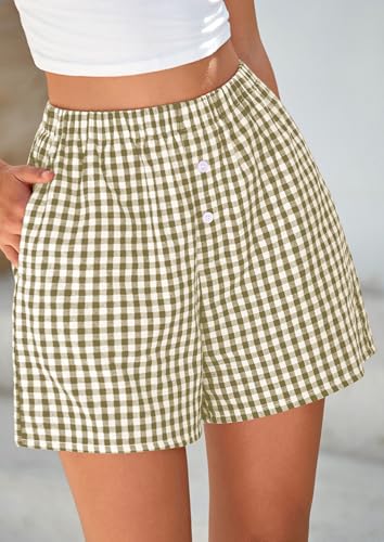 Image of PRETTYGARDEN Womens Summer Gingham Boxer Shorts