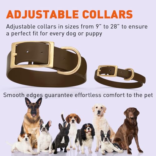 Image of Viper Biothane Heavy Duty Waterproof Dog Collar Strong Coated Nylon Webbing w /Solid Brass Hardware Odor-Proof Easy to Clean High Performance Fits Small Medium or Large Dogs, Dark Chocolate Brown