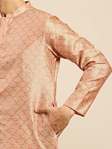 Image of Men's Navy Blue Cotton Festive Wear Regular Fit Woven Design Kurta | Indian Wedding Wear Kurta | Festive Ethnic Kurta