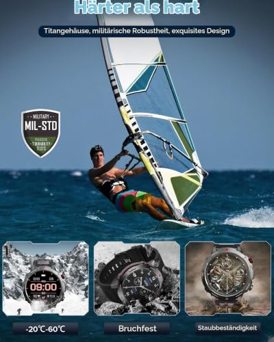AVUMDA Smartwatch Herren mit Telefonfunktion 1,52 Zoll Militär Smart Watch mit Herzfrequenz...