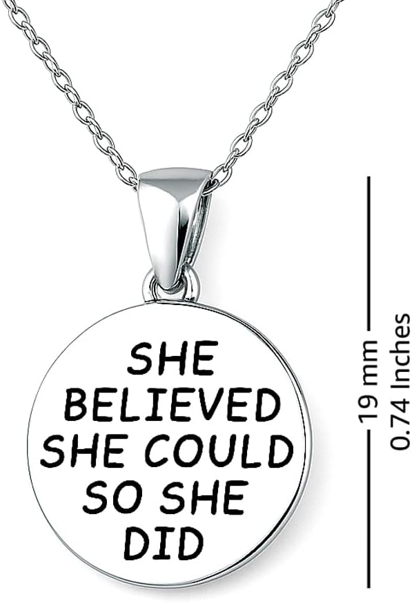 Charmsy 925 Sterling Silver Engraved Pendant Necklaces for Women | Inspirational Quote Jewelry | Dainty Minimalist Necklace Gift for Women for Birthday, Anniversary, Valentines Day, Graduation