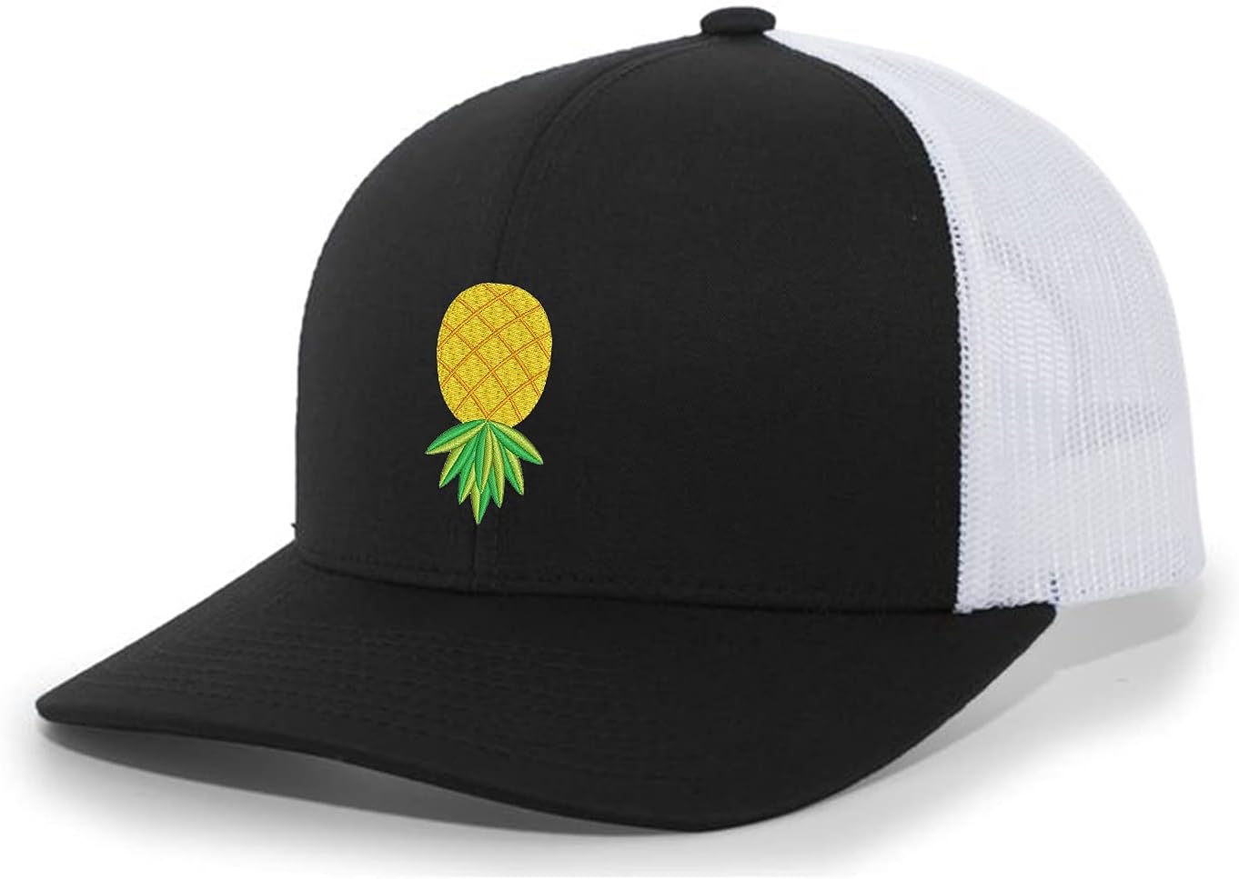 Trenz Shirt Company Mens Upside Down Pineapple Embroidered Mesh Back Trucker Hat Cap