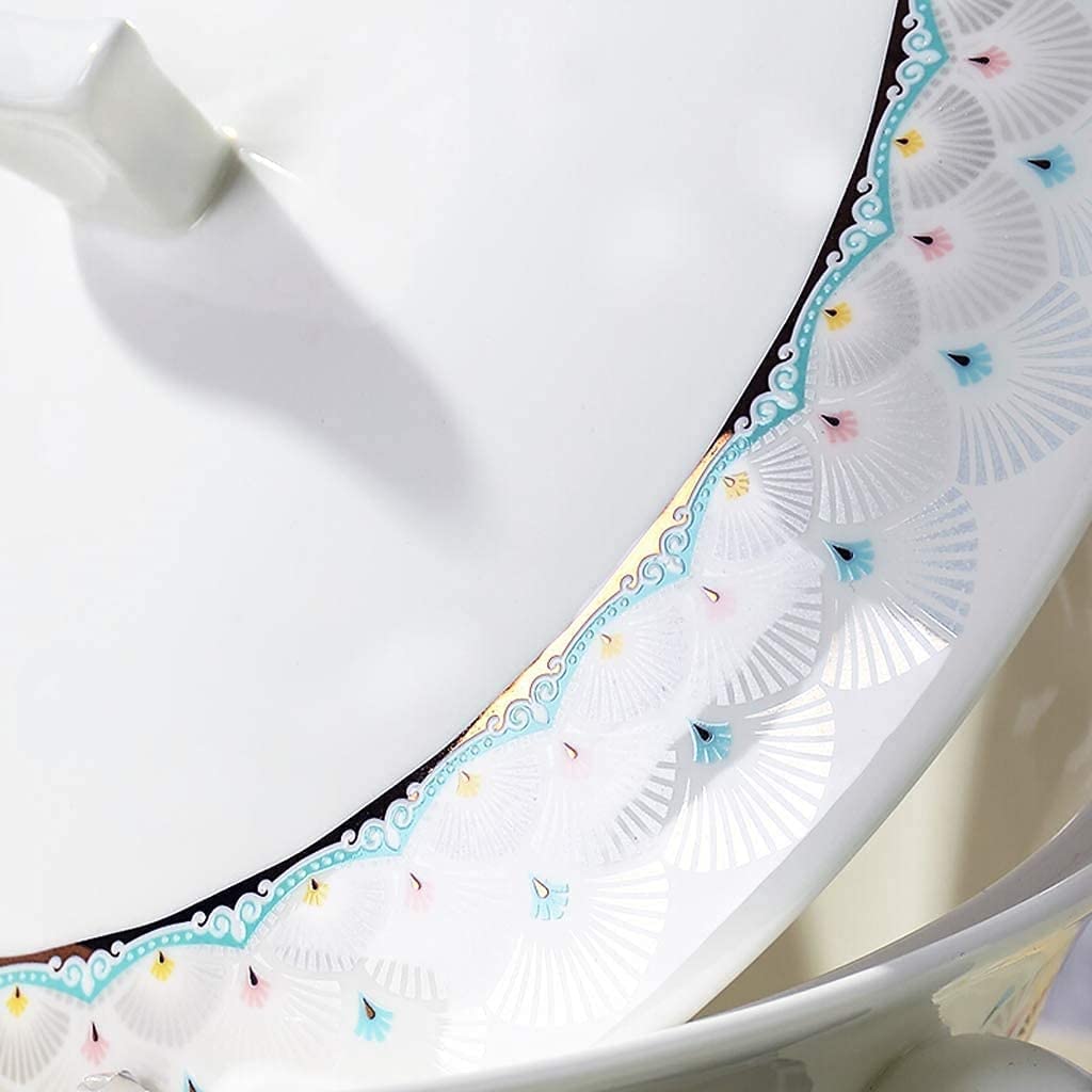 Zestaw naczyń obiadowych Zastawa stołowa na przyjęcie Zestaw serwisowy Ceramiczny zestaw obiadowy z 50 elementami, miska/naczynie/garnek/łyżka|Zestawy obiadowe z porcelany kostnej, zestaw porcelany z