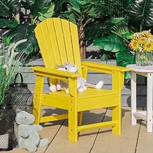 Giantex Adirondack Chair, Kids HDPE Patio Chair Lawn Chair with Ergonomic Backrest for Deck, Porch, Backyard, Poolside, Indoor, Weather Resistance Toddler Outdoor Chair (2, Yellow) Giantex Adirondack Chair Kids HDPE Patio Chair Lawn Chair with Ergonomic Backrest for Deck Porch Backyard Poolside Indoor Weather Resistance Toddler Outdoor Chair 2 Yellow