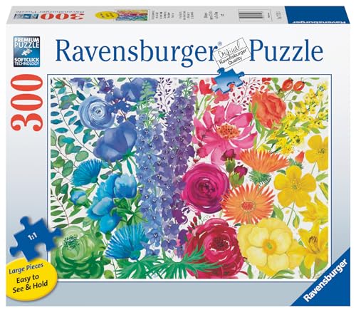 Ravensburger Floral Rainbow 300 Pieces Jigsaw Puzzles for Adults and Kids Age 9 Years Up - Large Format - 2024 Edition