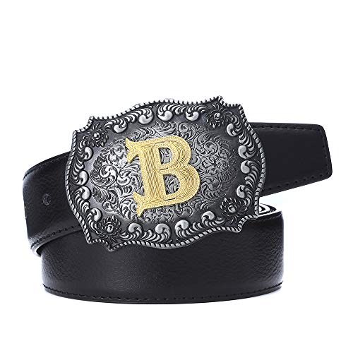 Image of HUABOLA CALYN Belt Buckle Men, Western Cowboy Rodeo Small Alphabet Letter ABCDMRJ to Z Initial Belt Buckles for Women