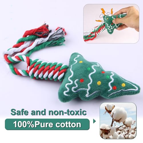 Weocar 6 Pack Christmas Dog Rope Toys, Chew Rope Toy for Puppy Small Medium Dogs, Natural Cotton Dog for Teeth Cleaning, Dog Interactive Chewing Toys — view 3