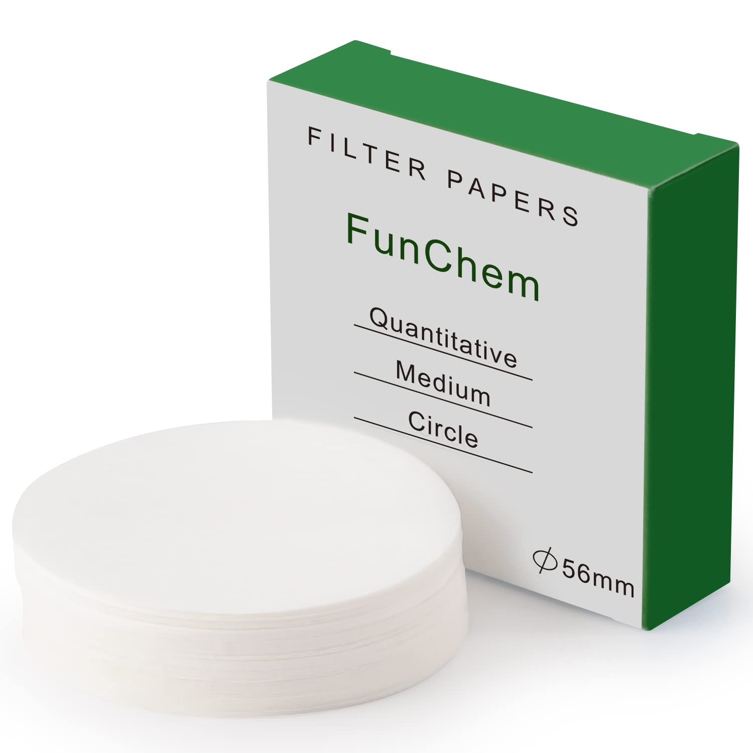 FunChem Quantitative Filter Paper Circles, 56 mm Diameter Cellulose Lab Filter Paper, 20 Micron, Medium Filtration Speed, Pack of 100-image-10