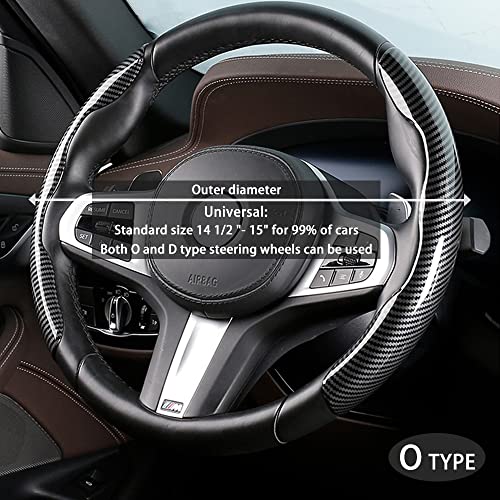 New Carbon Fiber Steering Wheel Cover For Women Man, Standard 15 Inch Universal Size For Auto Truck Van Suv #TOP4