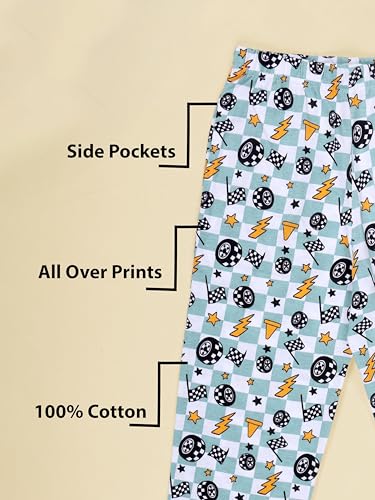 Image of KiddoPanti Boys Printed Pyjama | 100% Cotton Single Jersey Fabric | All Over Printed Design | Relax Fit & Ankle Length | Pyjama Pant