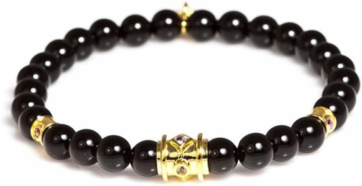Viktor Alexander Adult Black Agate Beaded Bracelet